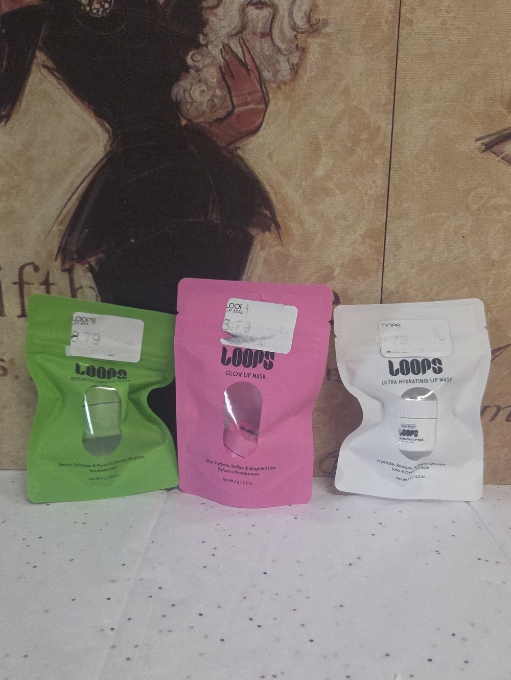 LOOPs Glow & Hydrating Lip Masks — Pink, Green, White Set Of 3